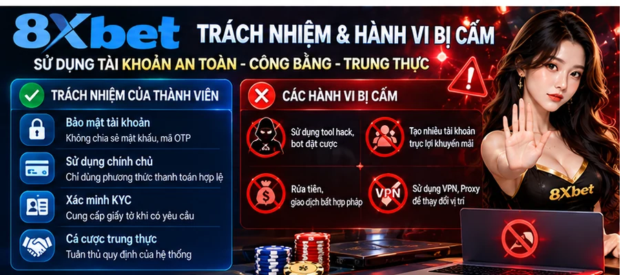 Trách nhiệm của người chơi và hành vi bị cấm tham gia 8xbet